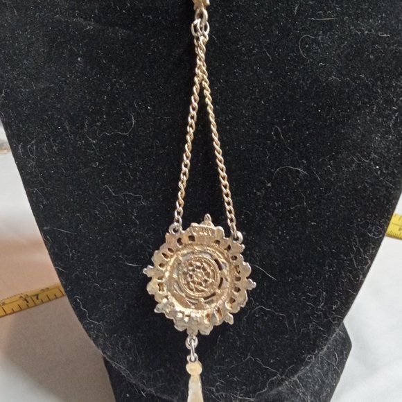 ART Painted Rose Medallion Necklace - Picture 2 of 4